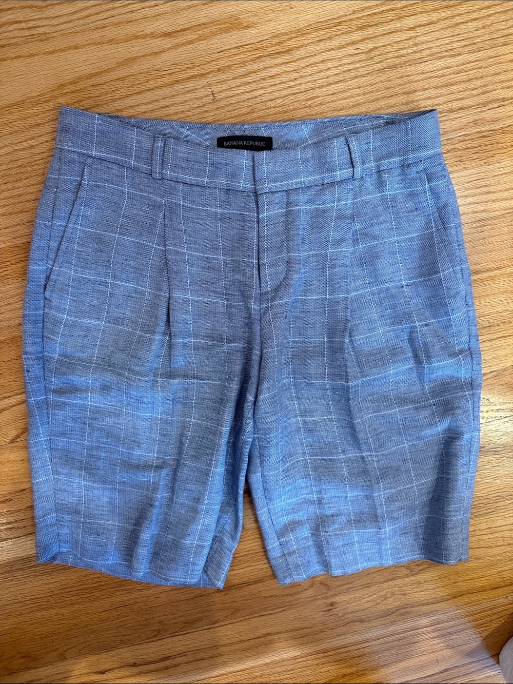 Banana Republic Blue Plaid Tailored Women's Bermuda Shorts